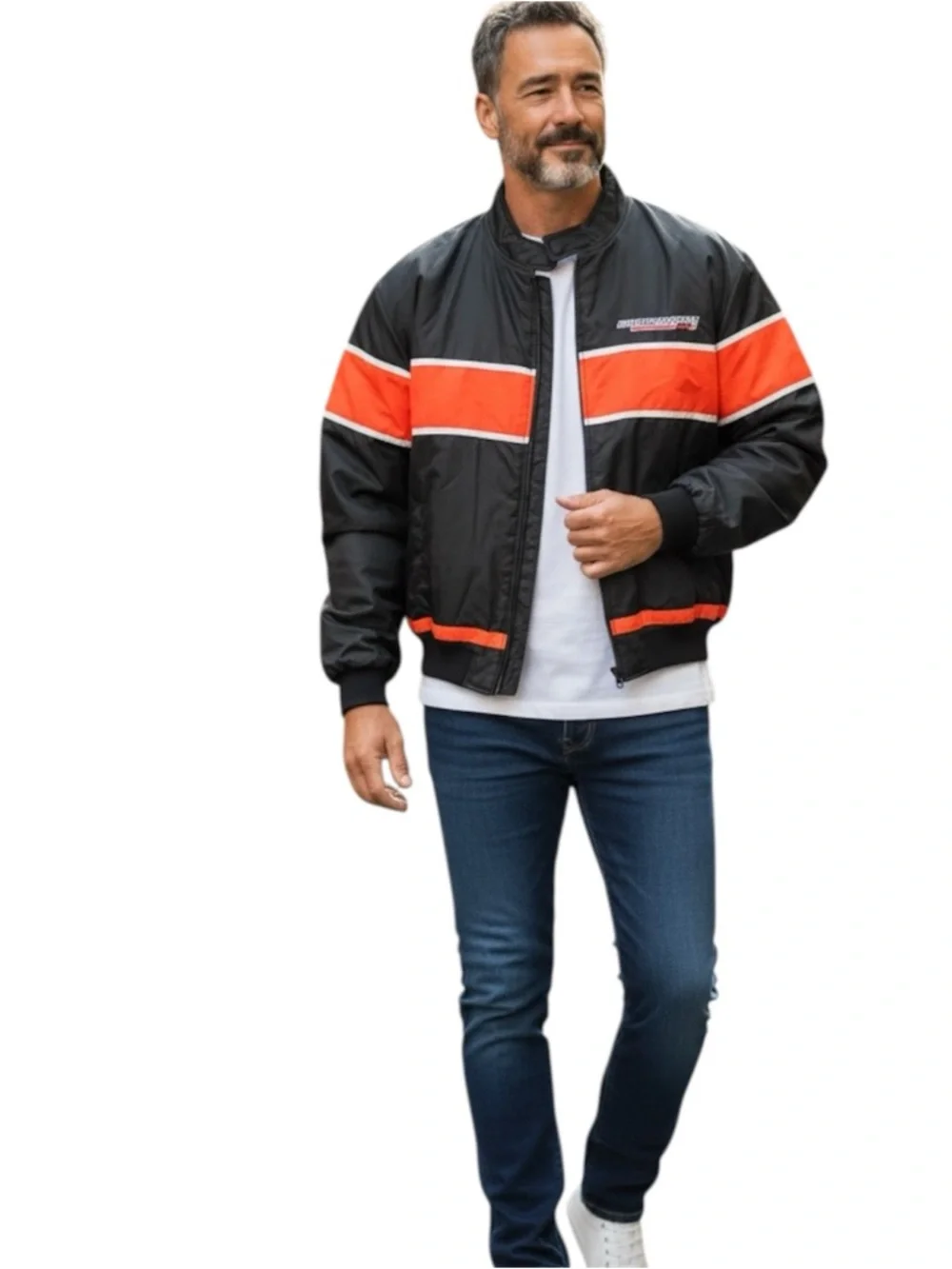 VTG. Harley Davidson Nylon Racing Bomber Jacket. Size XL.